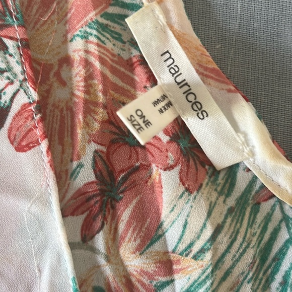 5 for $25! Maurice’s Floral Orange and Cream Kimono with Keyhole Back OSFM. - Picture 4 of 6